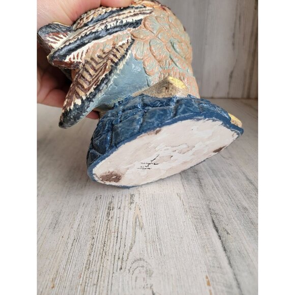 Vintage big eyed owl bird plaster unique bird xmas home decor figure - Picture 9 of 10